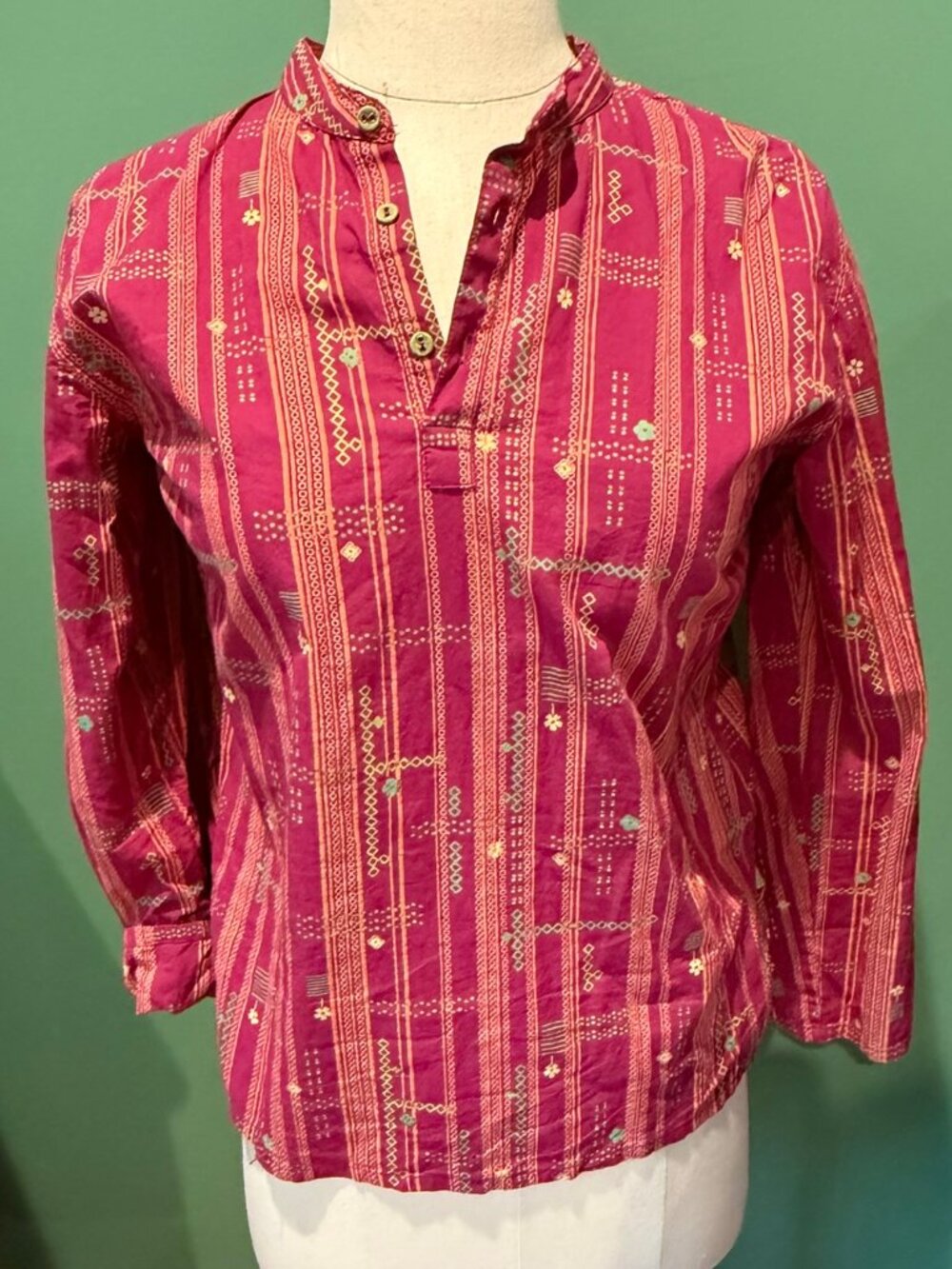 Fab India Colorful Embroidered Cotton Shirt Sz 10 Years